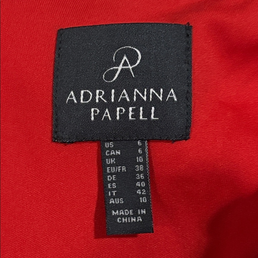 Adrianna Papell  Red Off Shoulder Asymmetric Mermaid Dress 6 - Picture 4 of 12